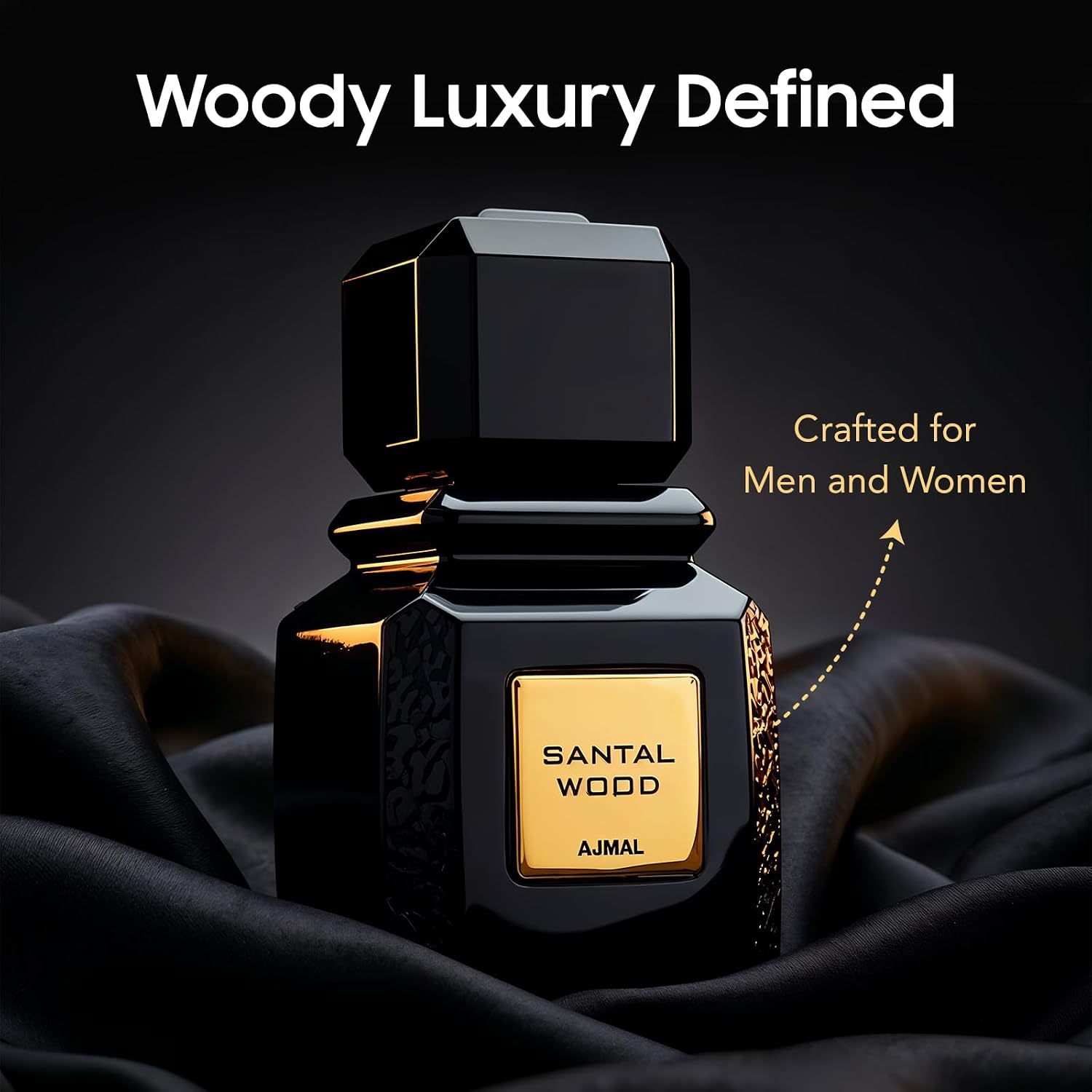 Ajmal Santal Wood EDP Unisex, 3.4 fl oz / 100 ml | Rich woody signature for men and women. Long-lasting and handcrafted in Dubai.