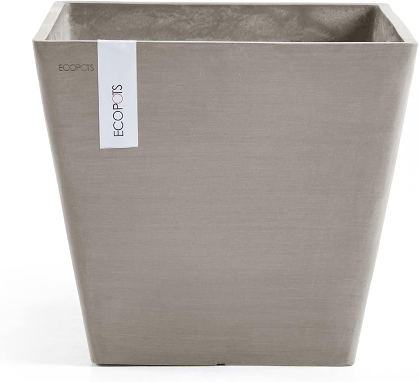 Ecopots Rotterdam Square Flower Planter, White Grey, 8" | Modern Style, Durable Recycled-Based Composite Construction, Weather and UV-Resistant, for Indoor/Outdoor Use