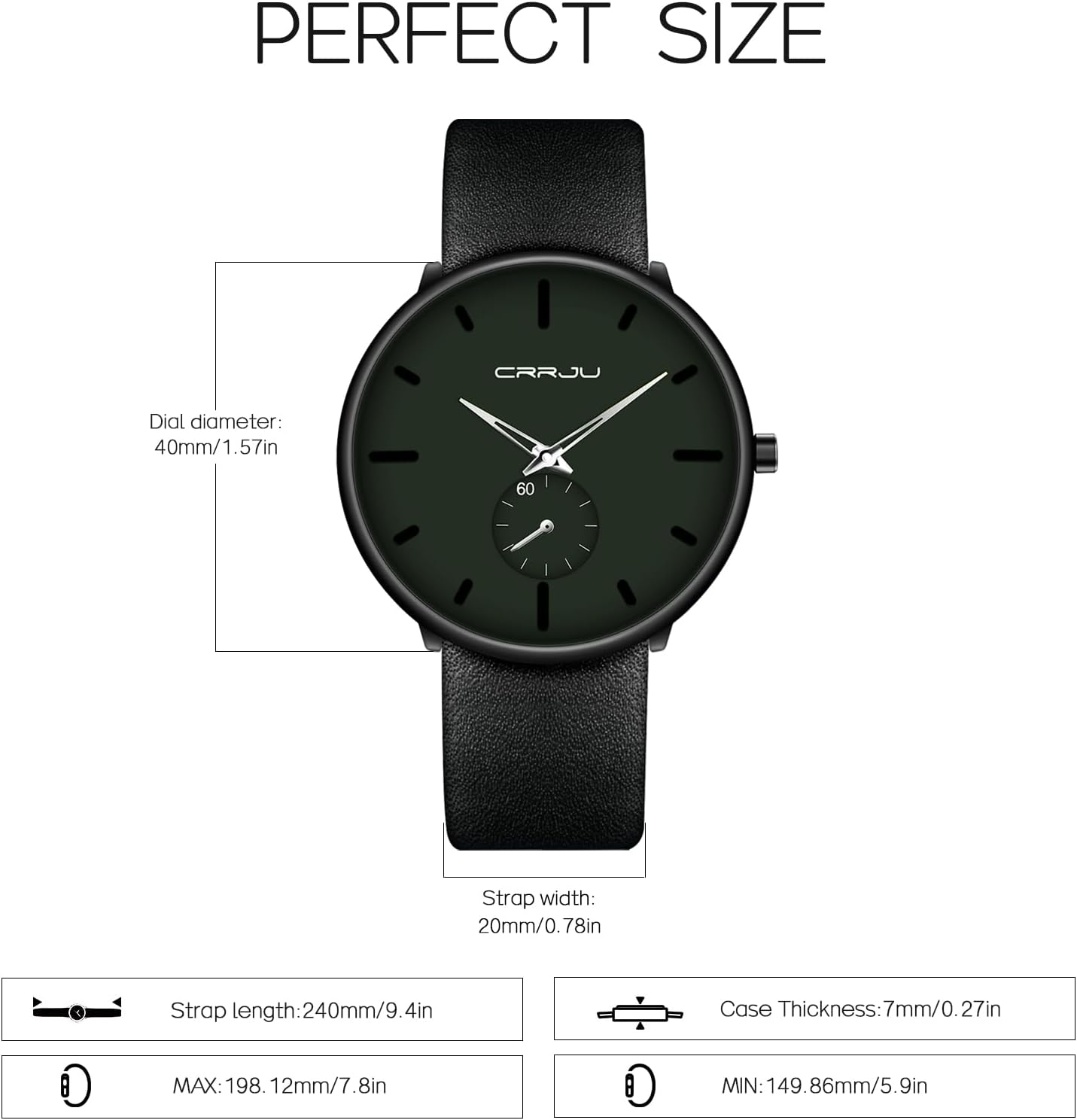 Mens Watches Ultra-Thin Minimalist Waterproof-Fashion Wrist Watch for Men Unisex Dress with Leather Band