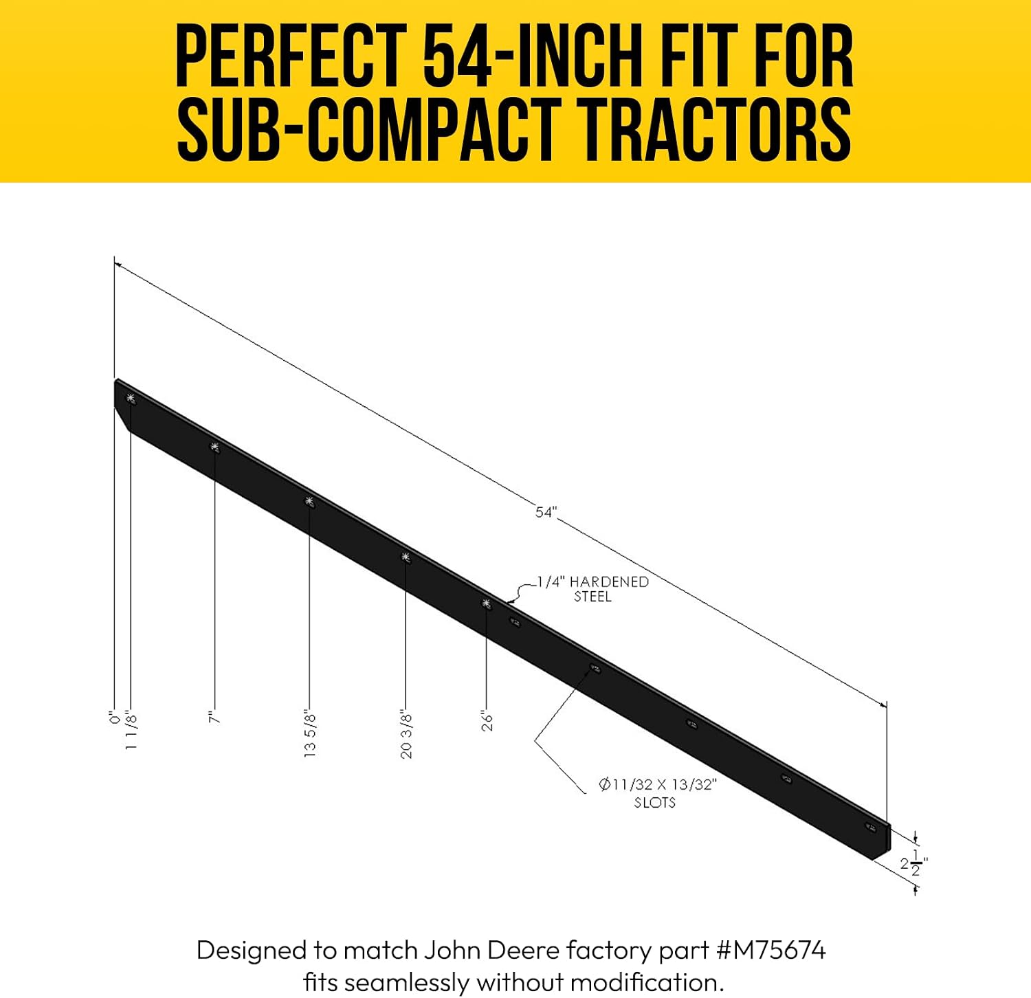 USA Made Heavy Duty 54" Snow Plow Blade Edge with Mounting Equipment | Wear Bar Cutting Edge Replacement | 4-6x Longer Life Than Factory Blade