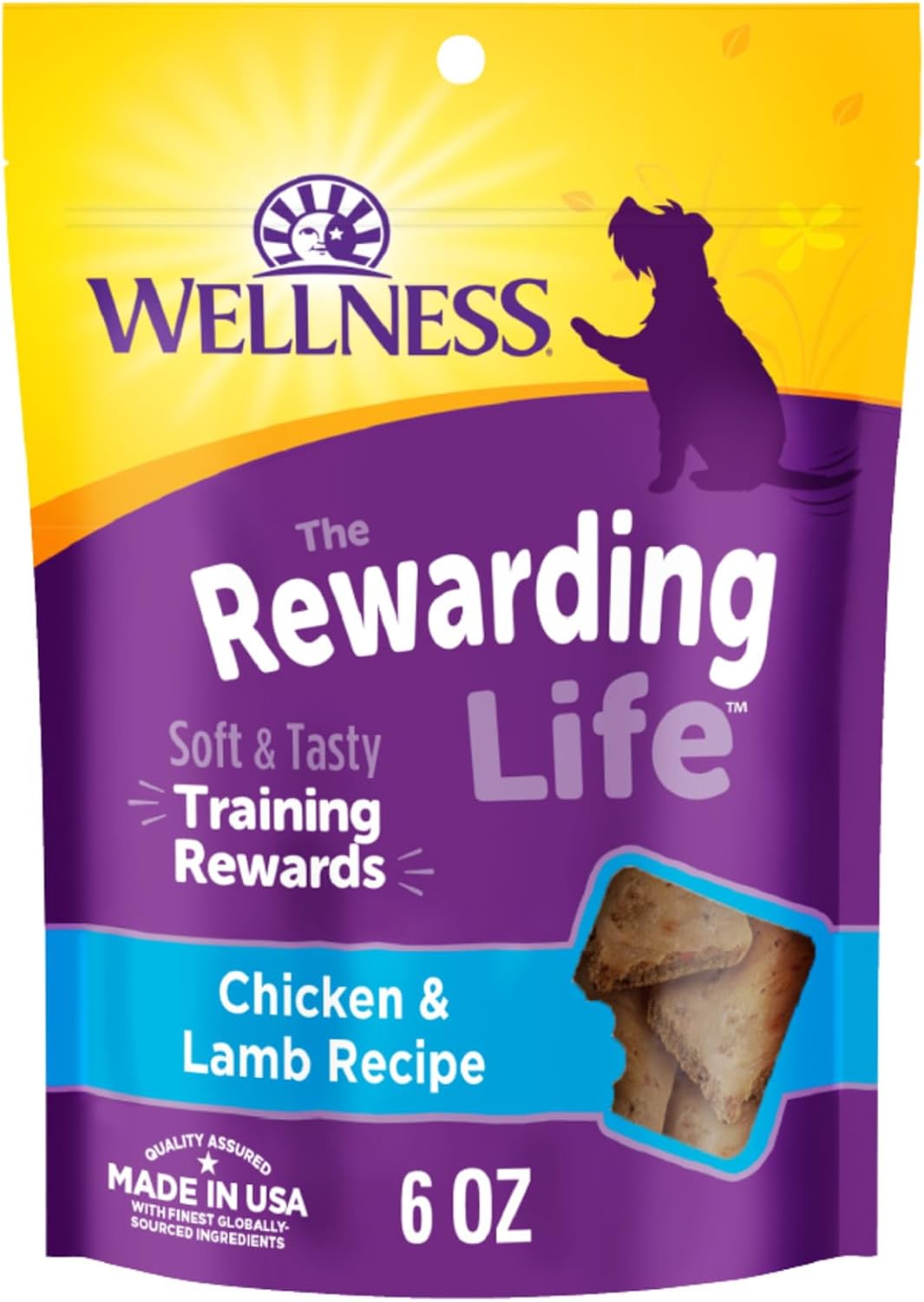 Wellness Rewarding Life Soft Dog Training Treats, Natural, Grain Free, Lamb and Salmon Recipe, 6 oz Bag