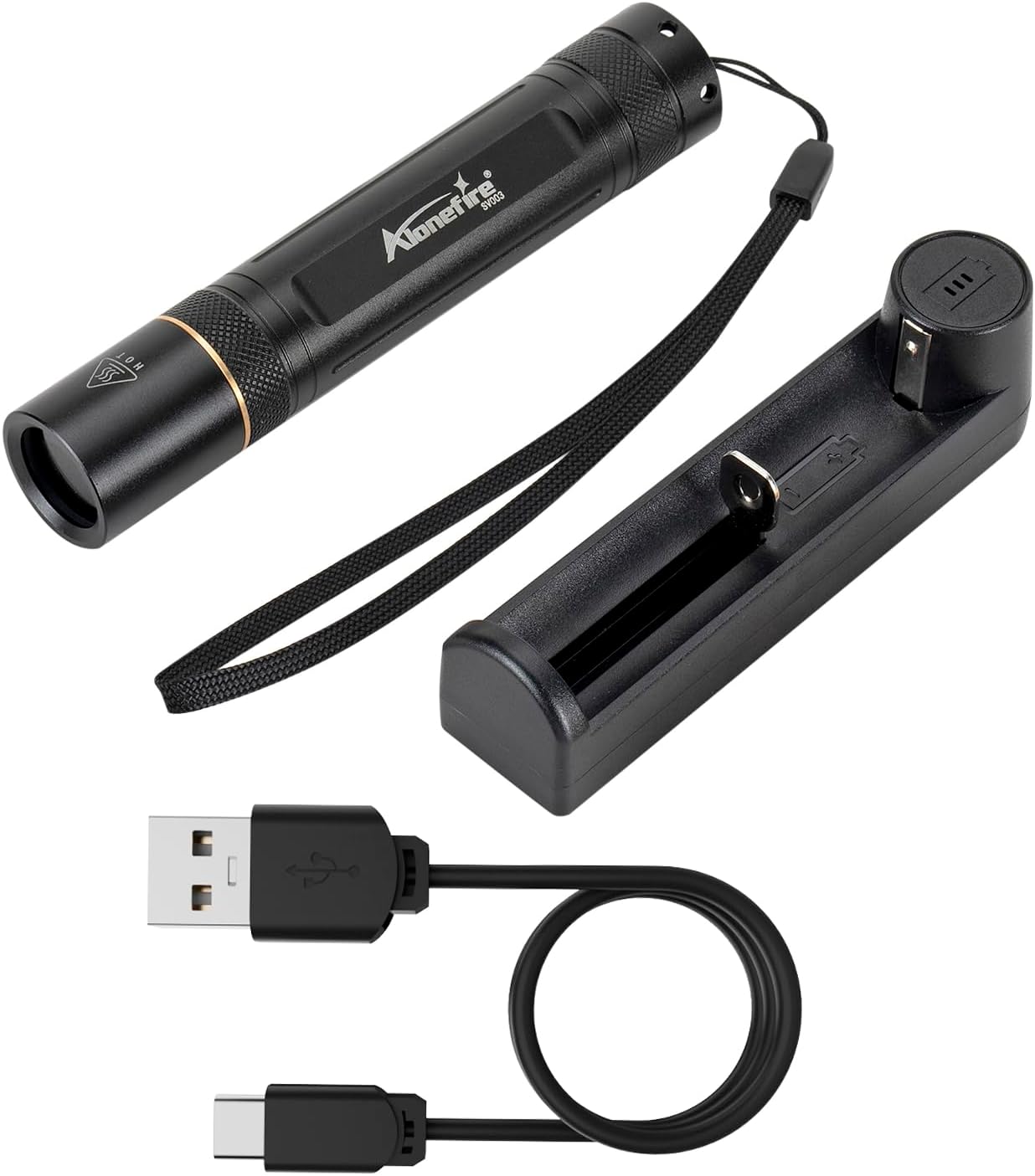 ALONEFIRE SV003 10W 365nm UV Flashlight Portable USB Rechargeable Woods Lamp Black Light for Pet Urine Detection, Resin Curing, Scorpion, Fishing