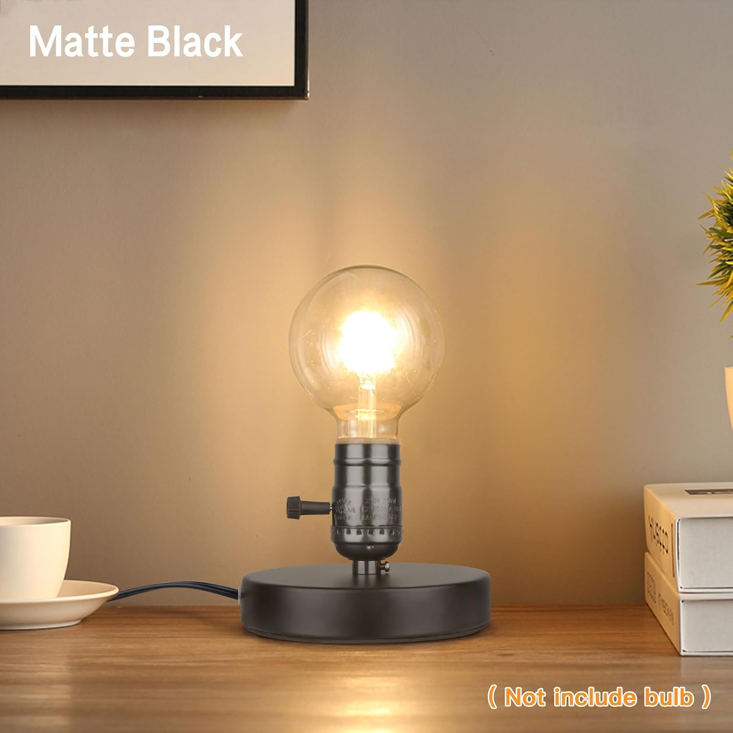 Vintage Table Lamp Base Only Without Shade, Mini Basic Edison Exposed Light Bulb Stand