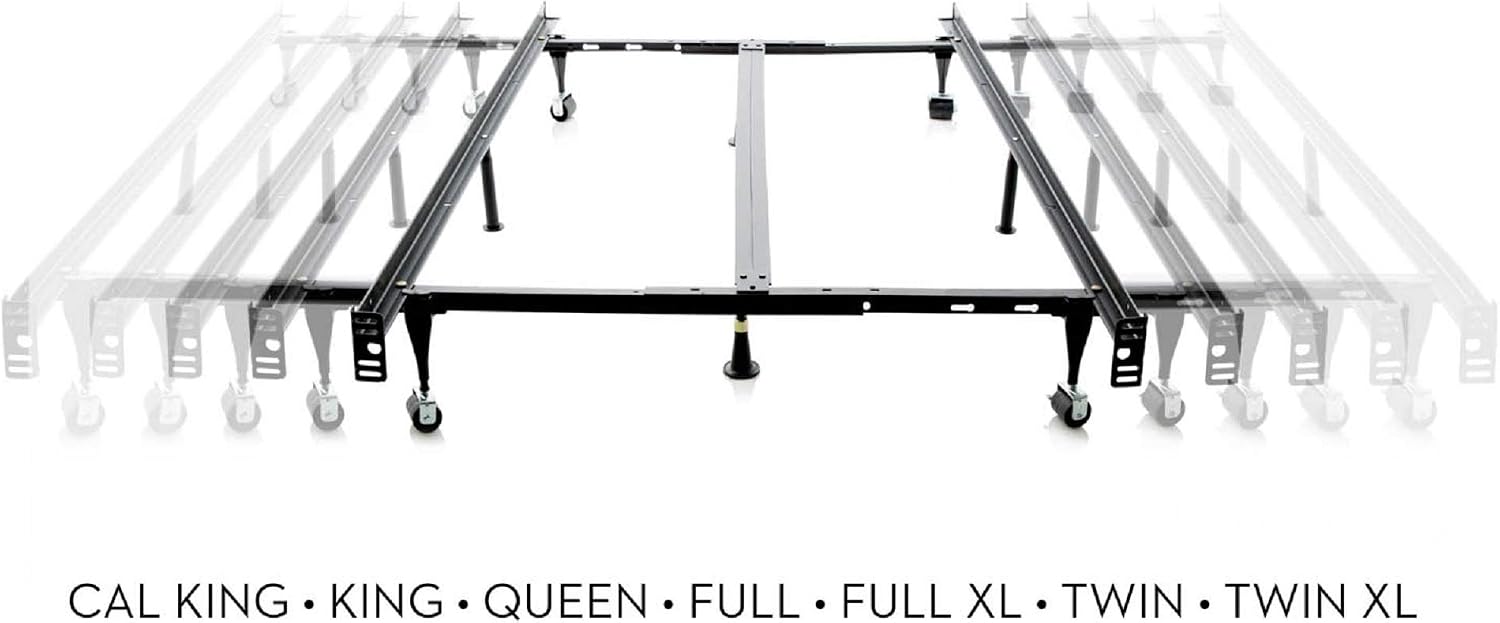 MALOUF Heavy Duty 9-Leg Adjustable Metal Bed Frame with Center Support and Rug Rollers - UNIVERSAL (King, Cal King, Queen, Full, Twin XL, Twin), Standard 7.5” Clearance