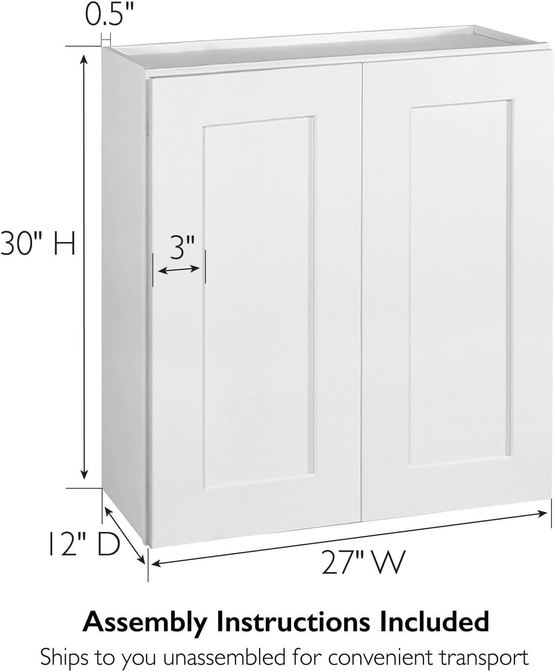 Design House Brookings Kitchen Wall Cabinet, 24", White | Adjustable Shelves, Adjustable Hinges, Wall Mount, Contemporary/Modern, Wood, Kitchen, 561571