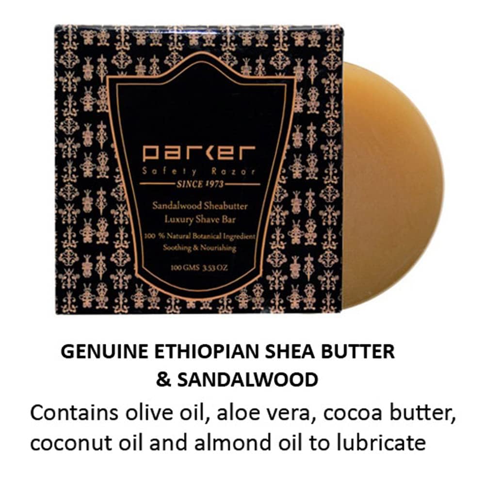 Parker Sandalwood & Shea Butter Shaving Soap, 100 g Twin Pack | Two 100 G Shaving Soap Bars With Sandalwood And Shea Butter