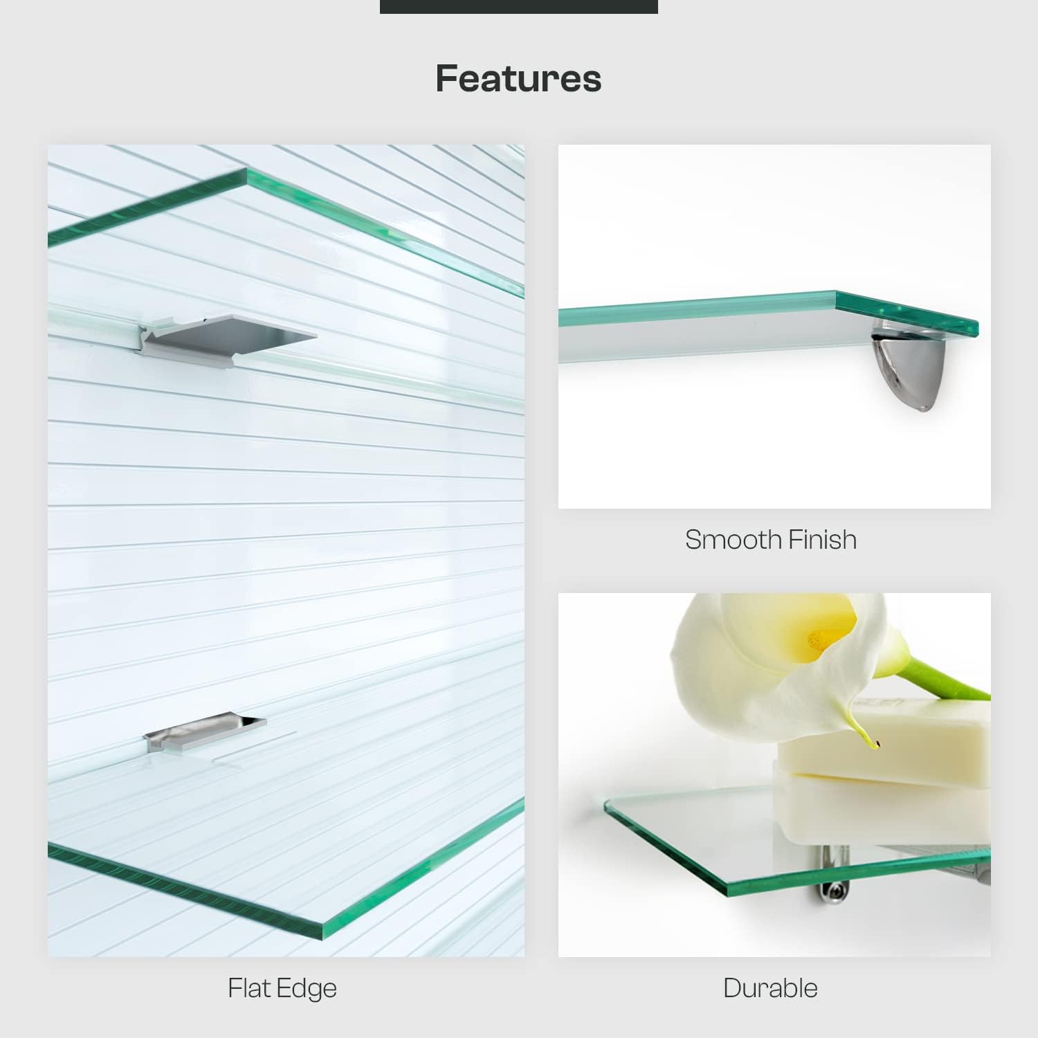 Fab Glass and Mirror Glass Shelf 8" X 30" Clear