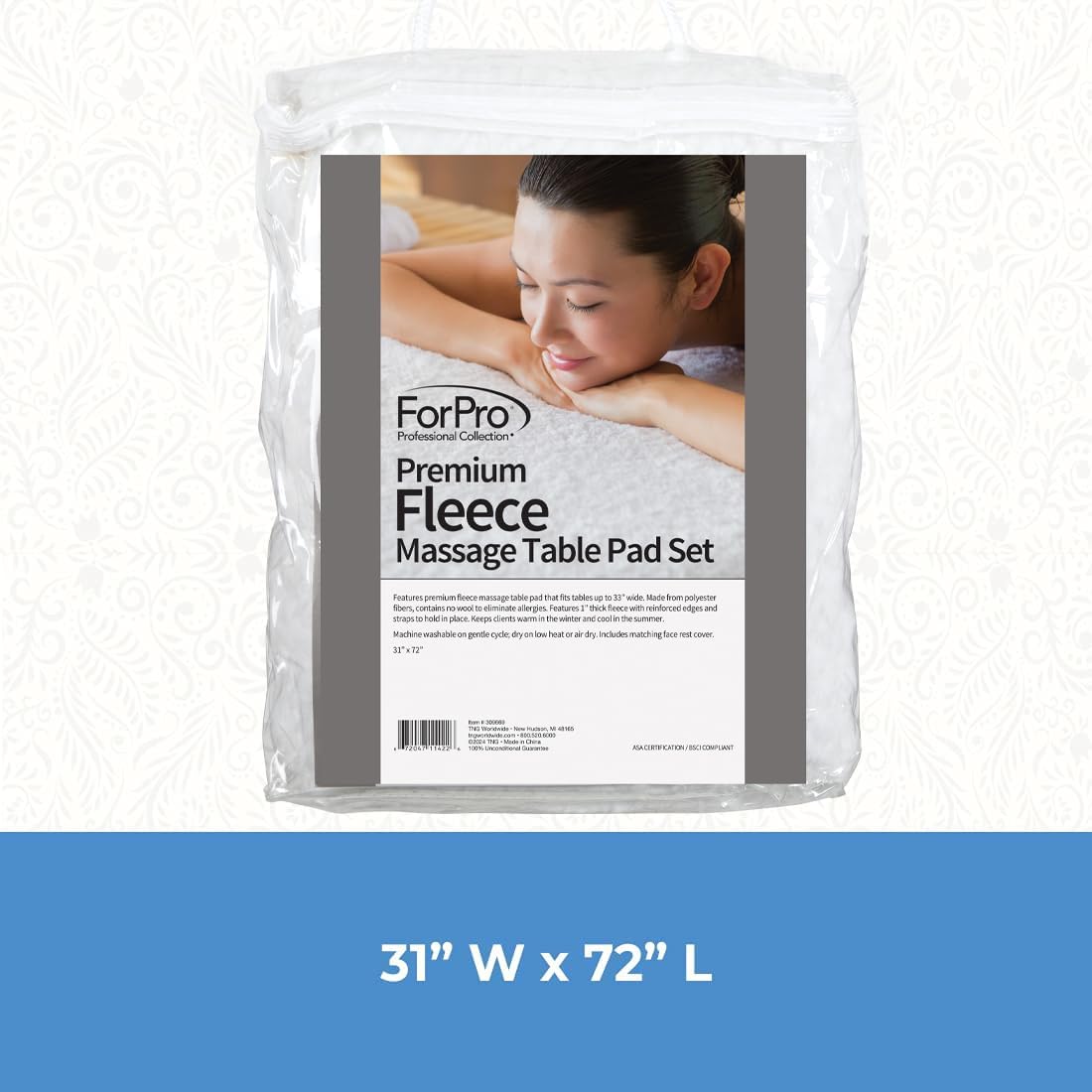 ForPro Fleece Massage Pad Set, 31Wx72L in, Hypoallergenic | for Massage Table Face Cradles, Face Rest Covers, Headrest Covers, Spa Cradle Covers, Salon & Spa Essentials