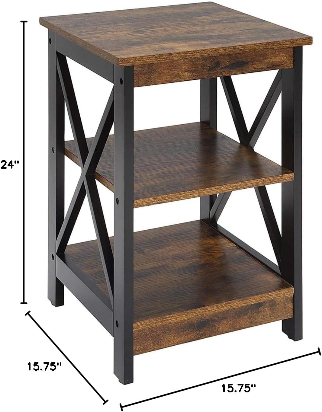 Convenience Concepts Oxford End Table 15.75" - Modern Living Room Table with Storage Shelves, Transitional Nightstand Side Table for Home Decor and Display, Espresso