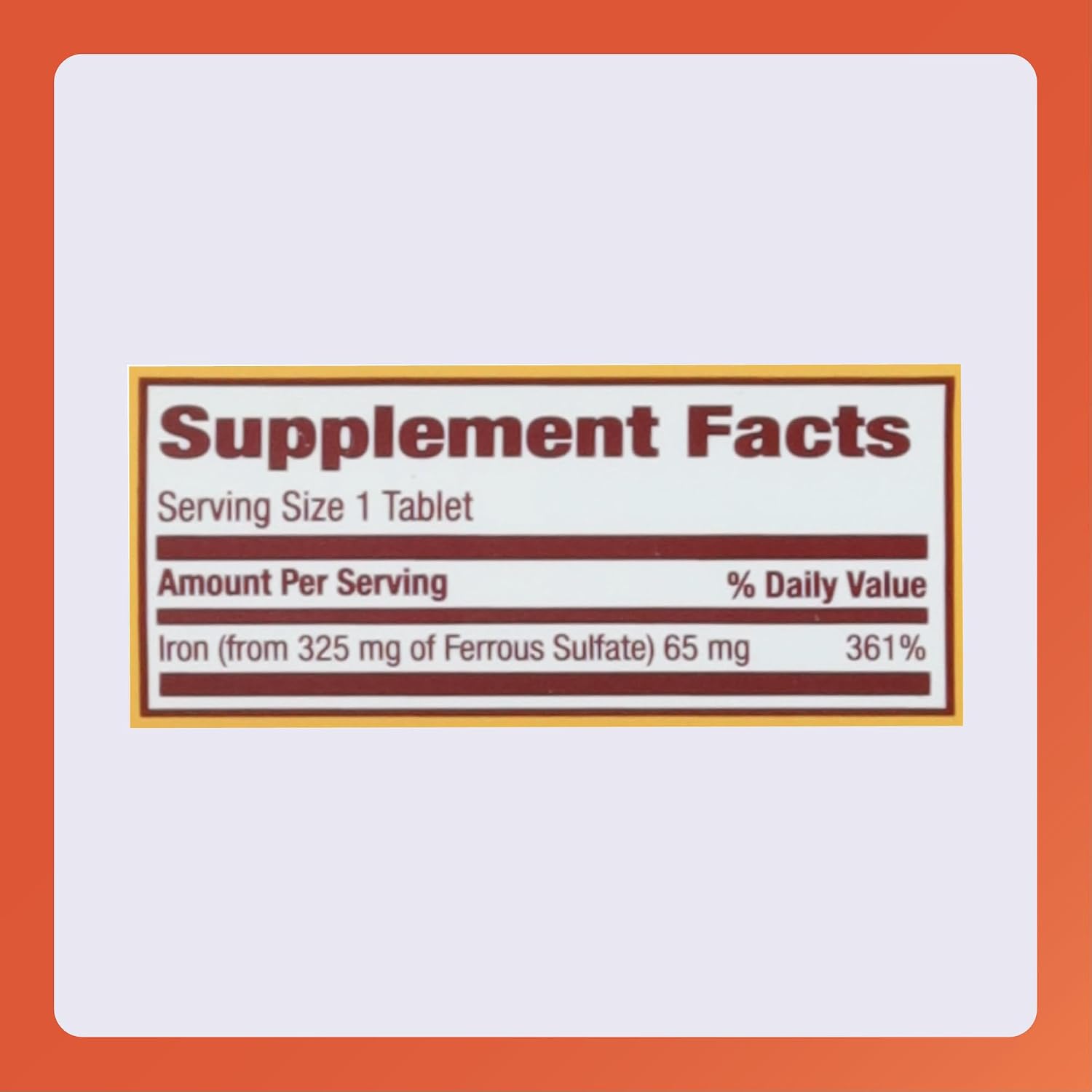 Rugby Ferrous Sulfate 325mg Tablets - Iron Supplement for Women and Men - 100 Count (1 Pack)