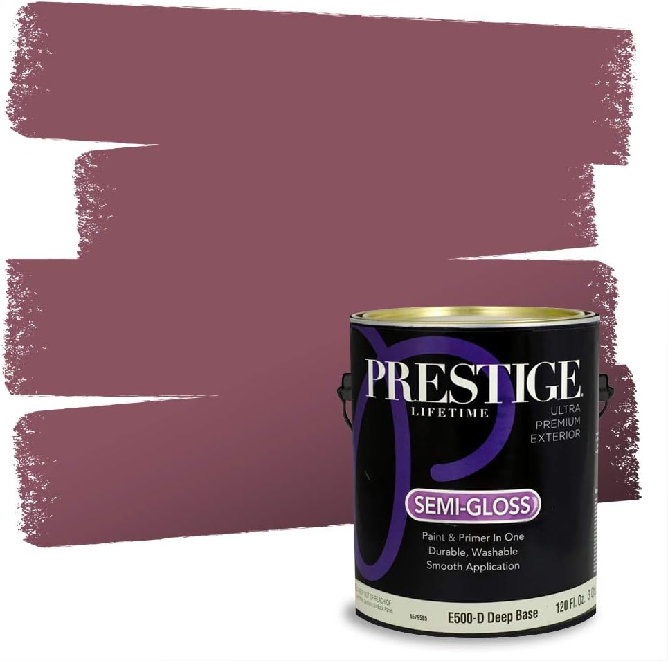 PRESTIGE E500-P-SW6303 Exterior Paint and Primer in One, 1-Gallon, Semi-Gloss, Comparable Match of Sherwin Williams Rose Colored, 1 Gallon, SW17-Rose