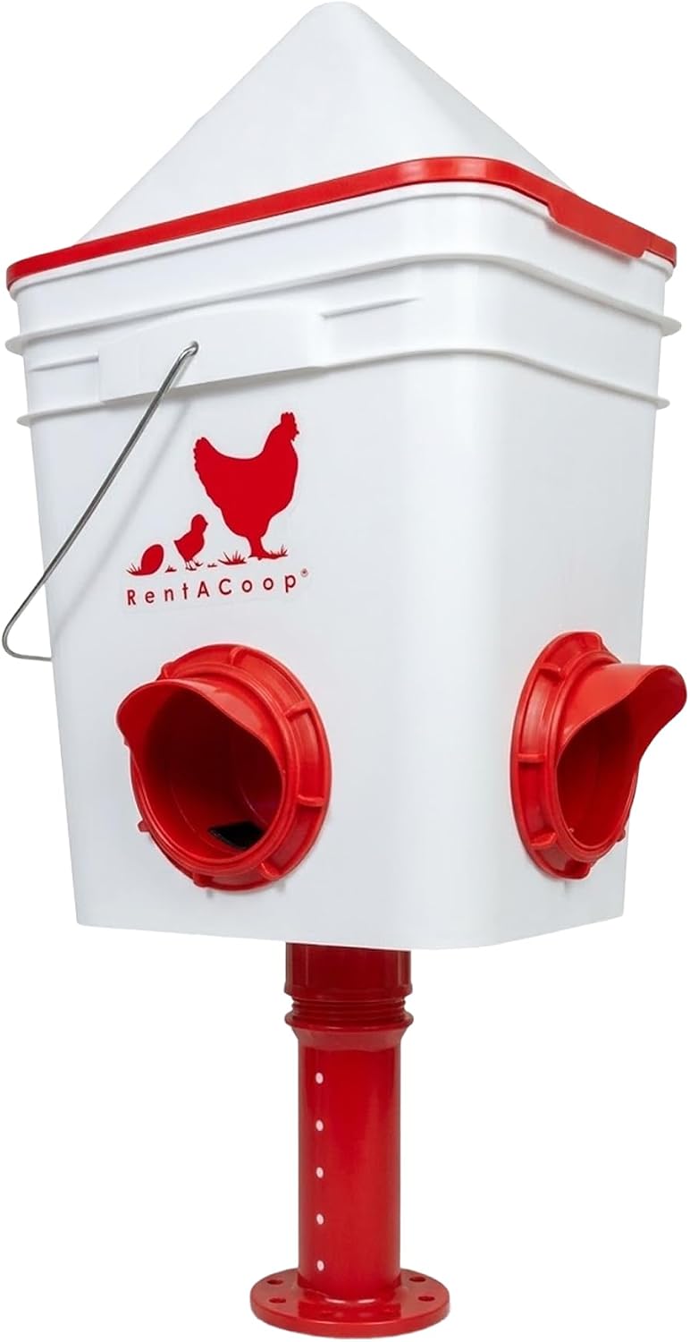 RentACoop 25lb Chicken Feeder with 4 Large Ports - Center Placement