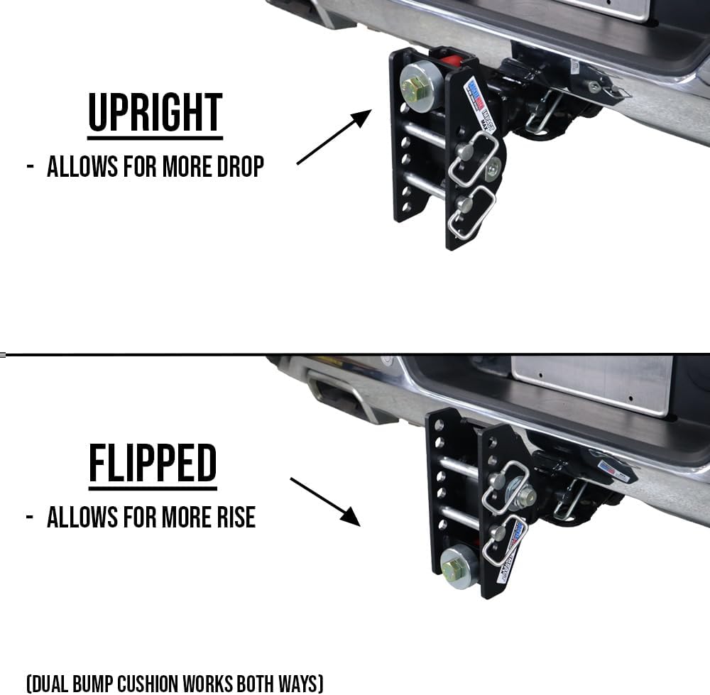 Shocker 20K Impact Max Cushion Drop Hitch - 0" to 7-1/2" Drop - Fits 2" Hitch Has 2-5/16"Ball - 20,000 lbs GTW