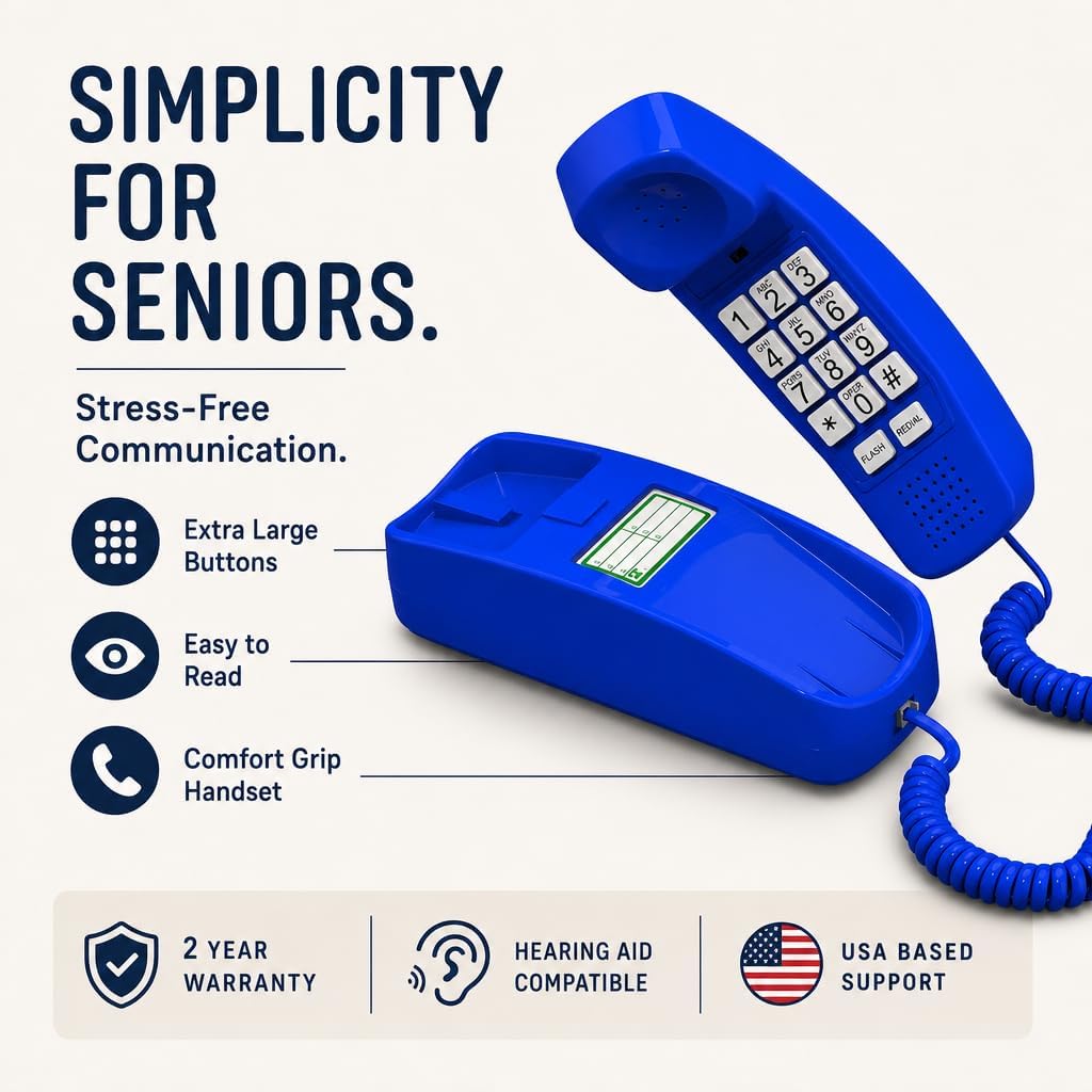 iSoHo Big Button Corded Phone for Seniors – Easy-to-Use Landline with Lighted Keypad, Ergonomic Handset & No Power Needed – Retro Home Phone for Elderly, Visually Impaired & Hard of Hearing | Telephone for seniors, visually impaired, lighted keypad, redi…