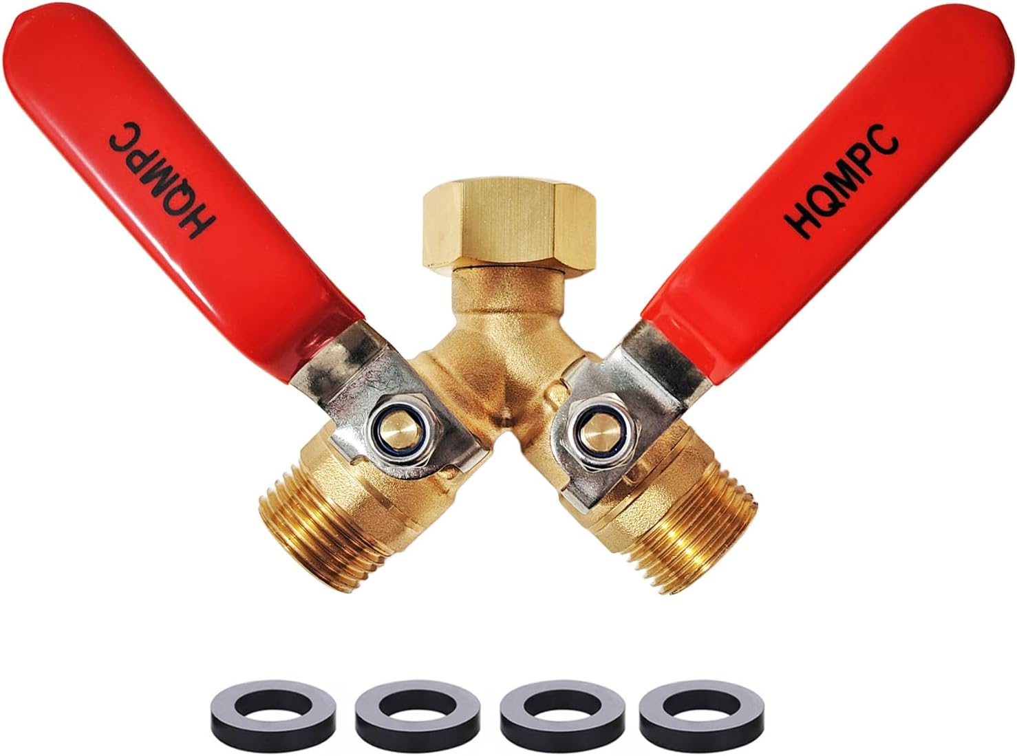 HQMPC Brass Garden Hose Y Valve Hose Splitter Water Garden Hose Adapter 2 Way 3/4" GHT Thread
