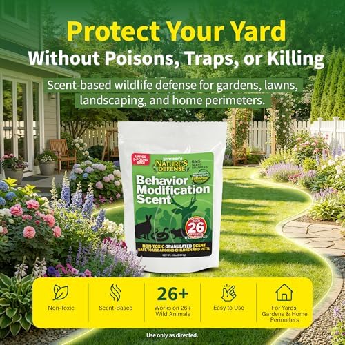 Nature's Defense Organic Animal Repellent Granules, 44 oz | 7 Certified Organic Ingredients, 94.1% Effective, Repels Deer, Mice, Cats
