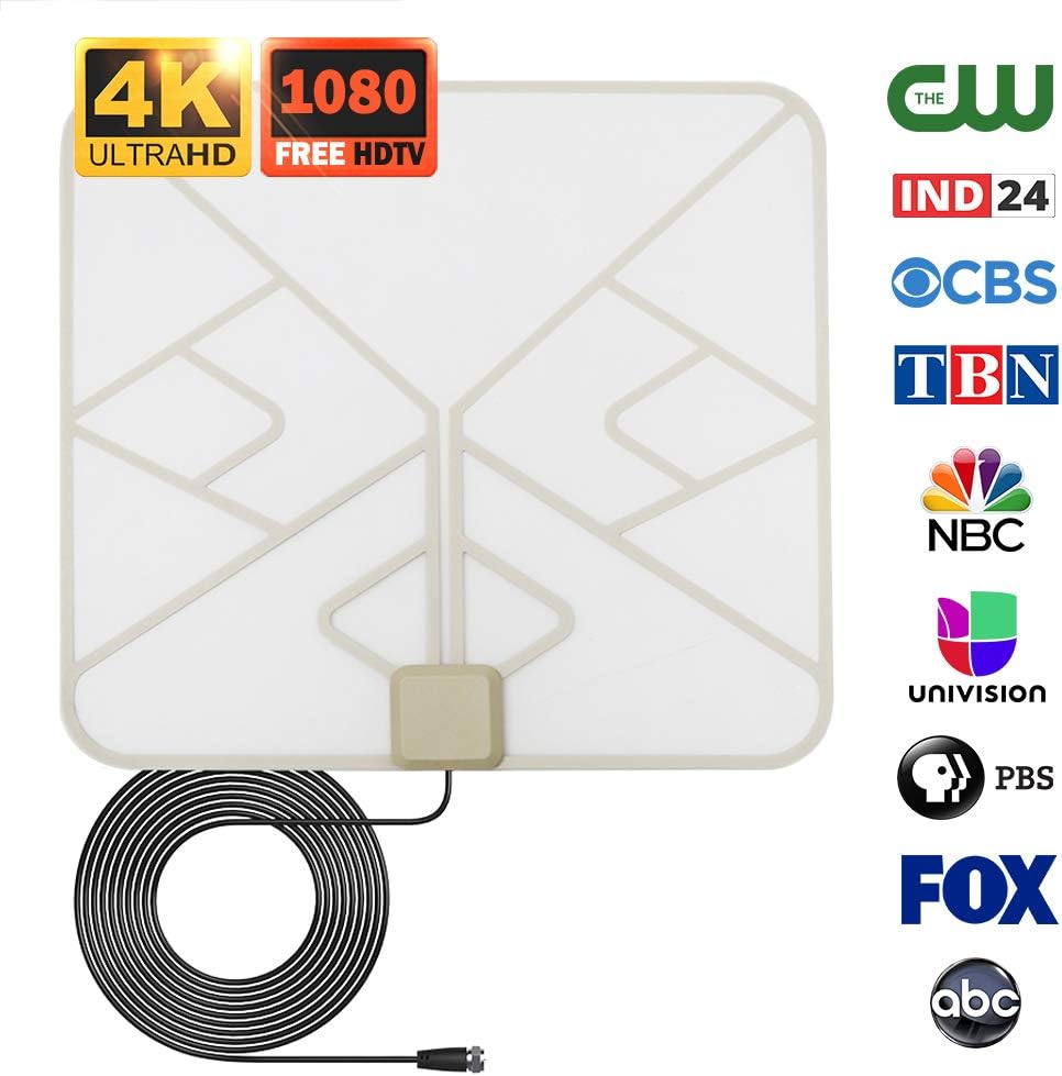 ANTAN Indoor Window Hdtv Antenna Up to 40 50 Miles Range Transparent Soft Design Support 4K 1080P VHF UHF Free view Television Local Channels width