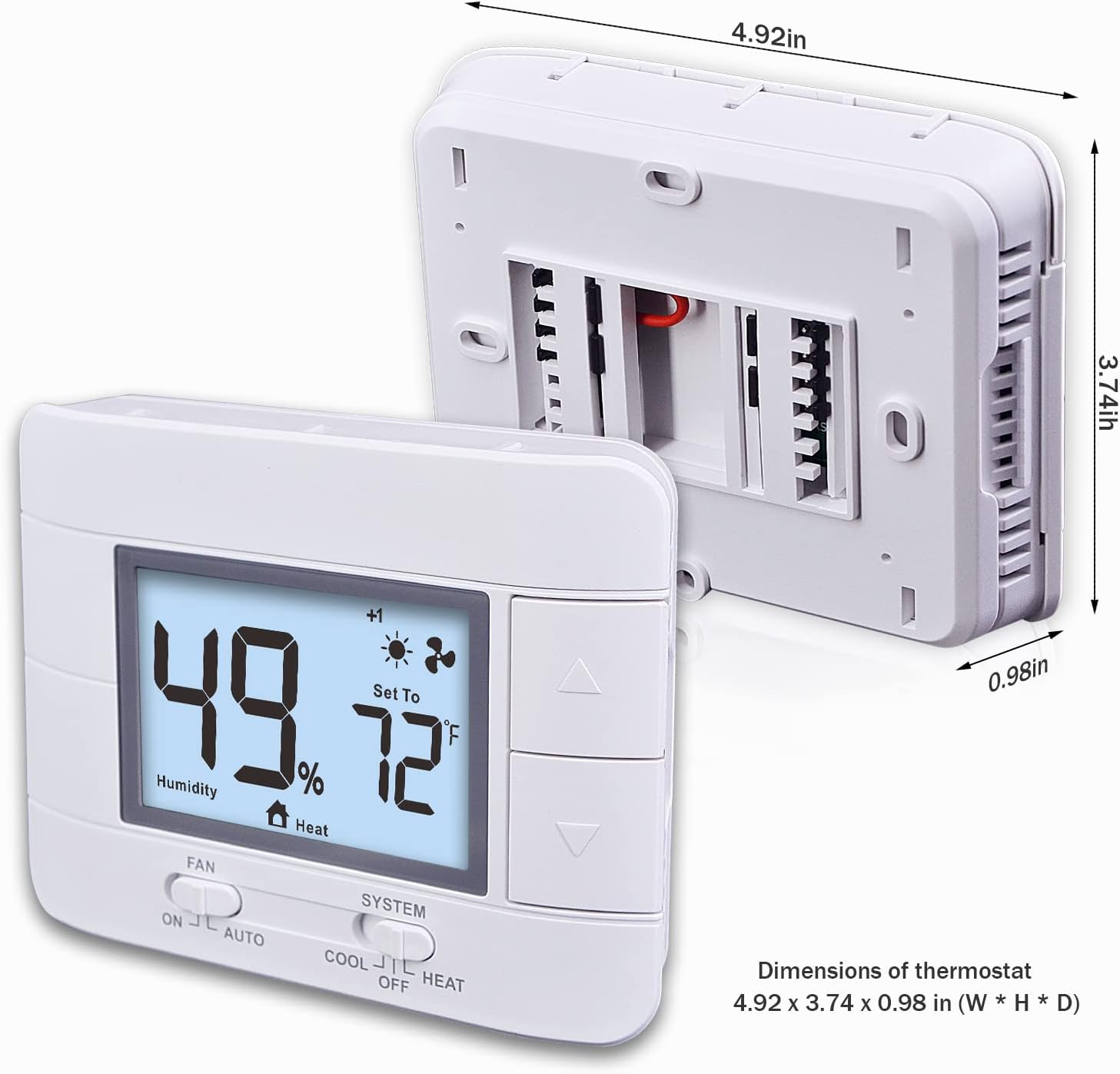 Aowel 2 Heat/ 2 Cool Non-Programmable Thermostat for Conventional System