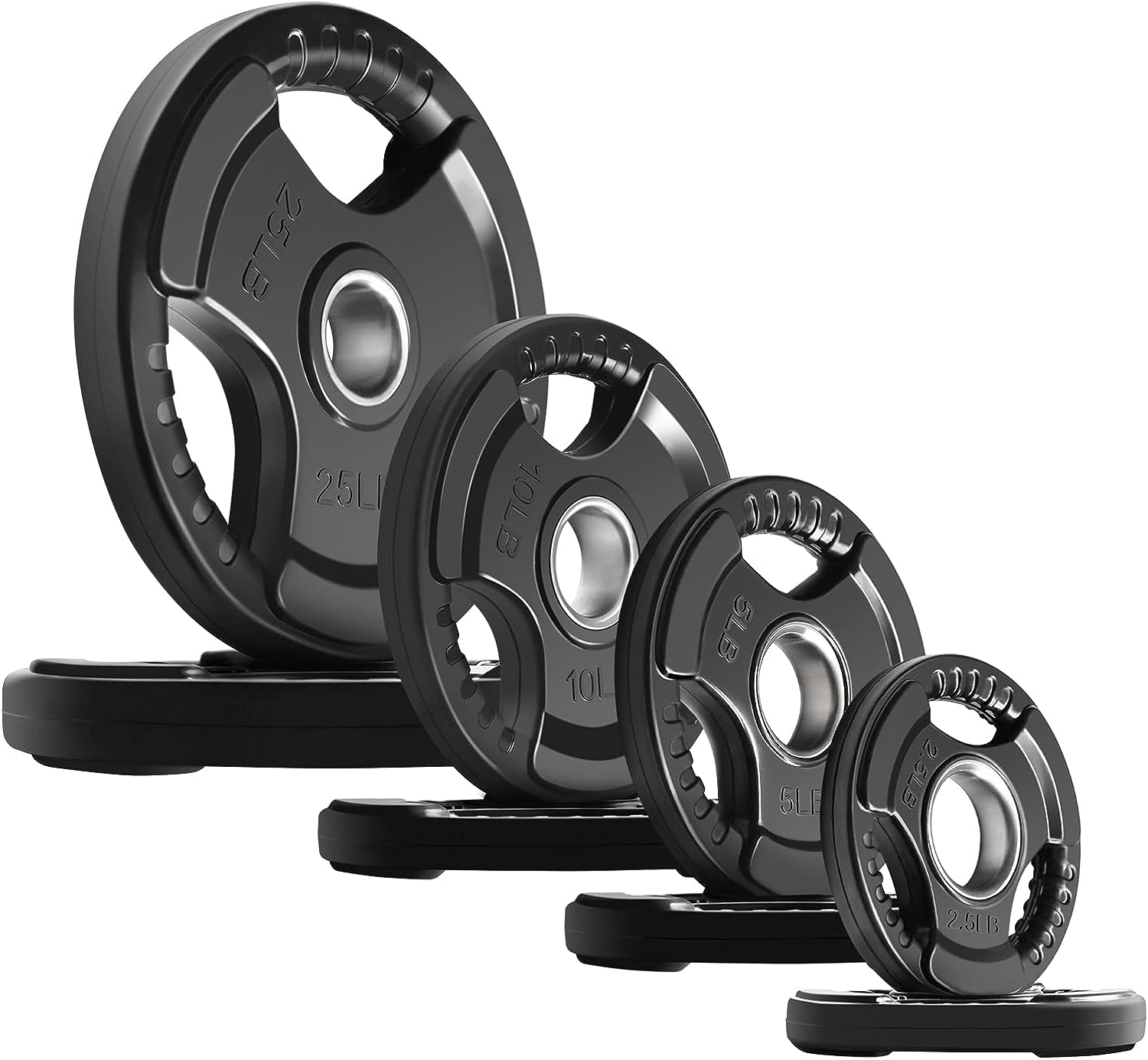 RitFit Olympic Rubber Grip Weight Plates, 2-Inch Barbell Set