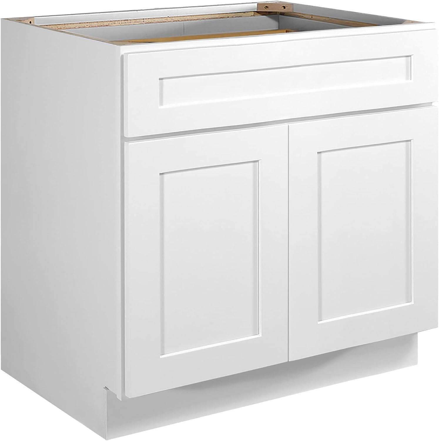 Brookings Shaker Unassembled Base Kitchen Cabinet B18, 18 W x 24 D x 34.5 H, Painted White with Sherwin Williams®, Solid Wood – Design House, 561340 | Adjustable Shelves, Adjustable Hinges, Floor Mount, Contemporary/Modern, Wood, Kitchen, 561340