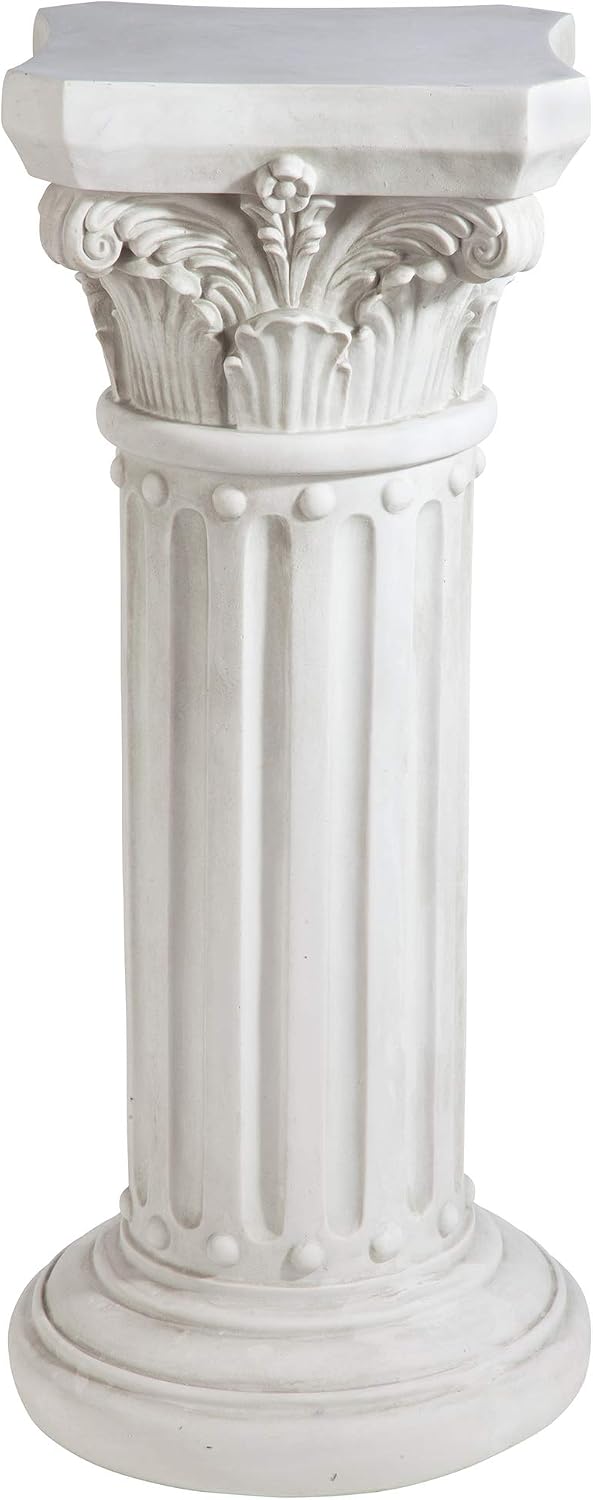 Design Toscano EU2866 Rose Garland Indoor/Outdoor Pedestal Plant Stand, 11 Inches Wide, 34 Inches Tall, Handcast Polyresin, Antique Stone Finish