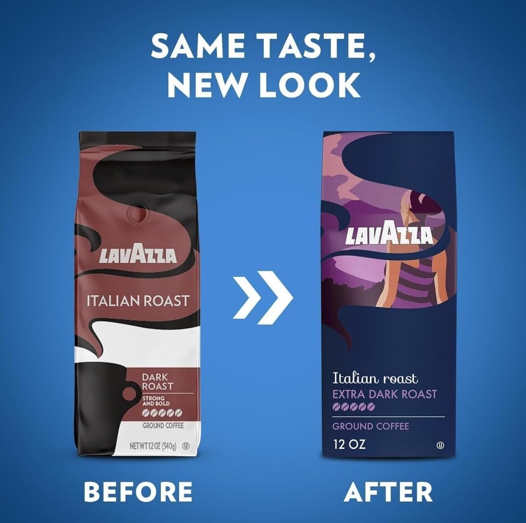 Lavazza Italian Roast Ground Coffee 12oz Bag, Extra Dark Roast (Pack of 1) - Package May Vary