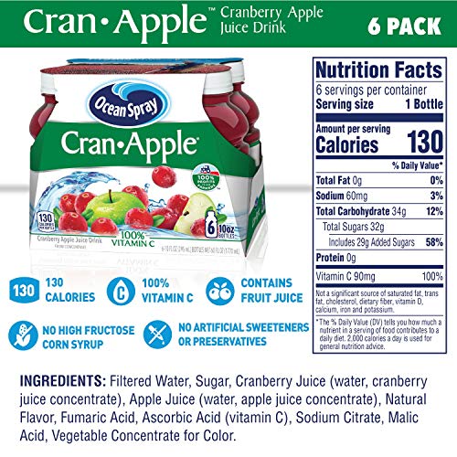 Ocean Spray® Cran-Grape® Juice Drinks, 10 Ounce Bottles, 6 Count | Ocean Spray® Cran-Grape® Juice Drinks, Made with Real Fruit Juice, 10 Fluid Ounce Bottles, 6 Count