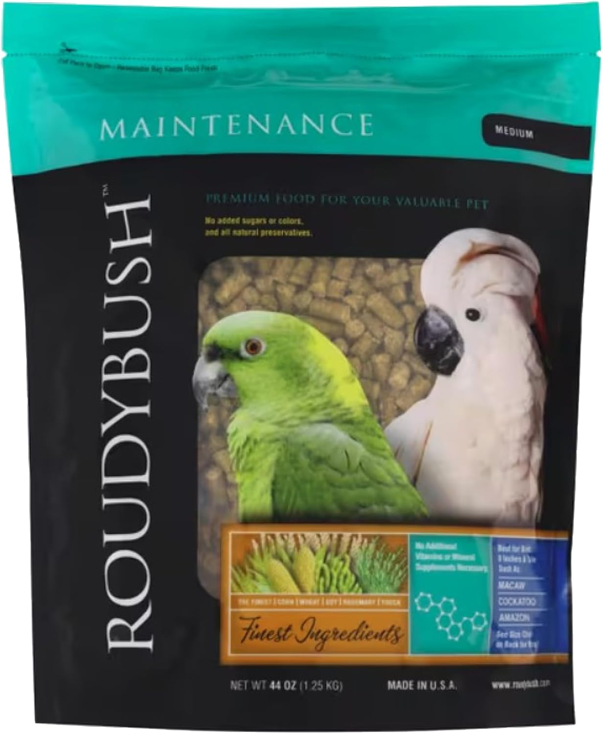 RoudyBush Daily Maintenance Food for Birds - Scientifically Formulated Bird Feed - Bird Food Pellets w/Corn, Wheat, Soy & More - Nutritious & Healthy Feed for Birds (Mini, 44oz)