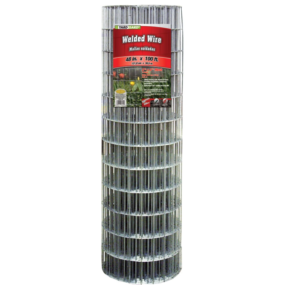 YARDGARD 2 in. x 4 in. Mesh Welded Wire Fence Roll, 36 in. x 100 ft., 14-Gauge Galvanized Steel Fence for Animal Enclosures, Garden Protection and Property Fencing, Rabbit Control an Utility Fence