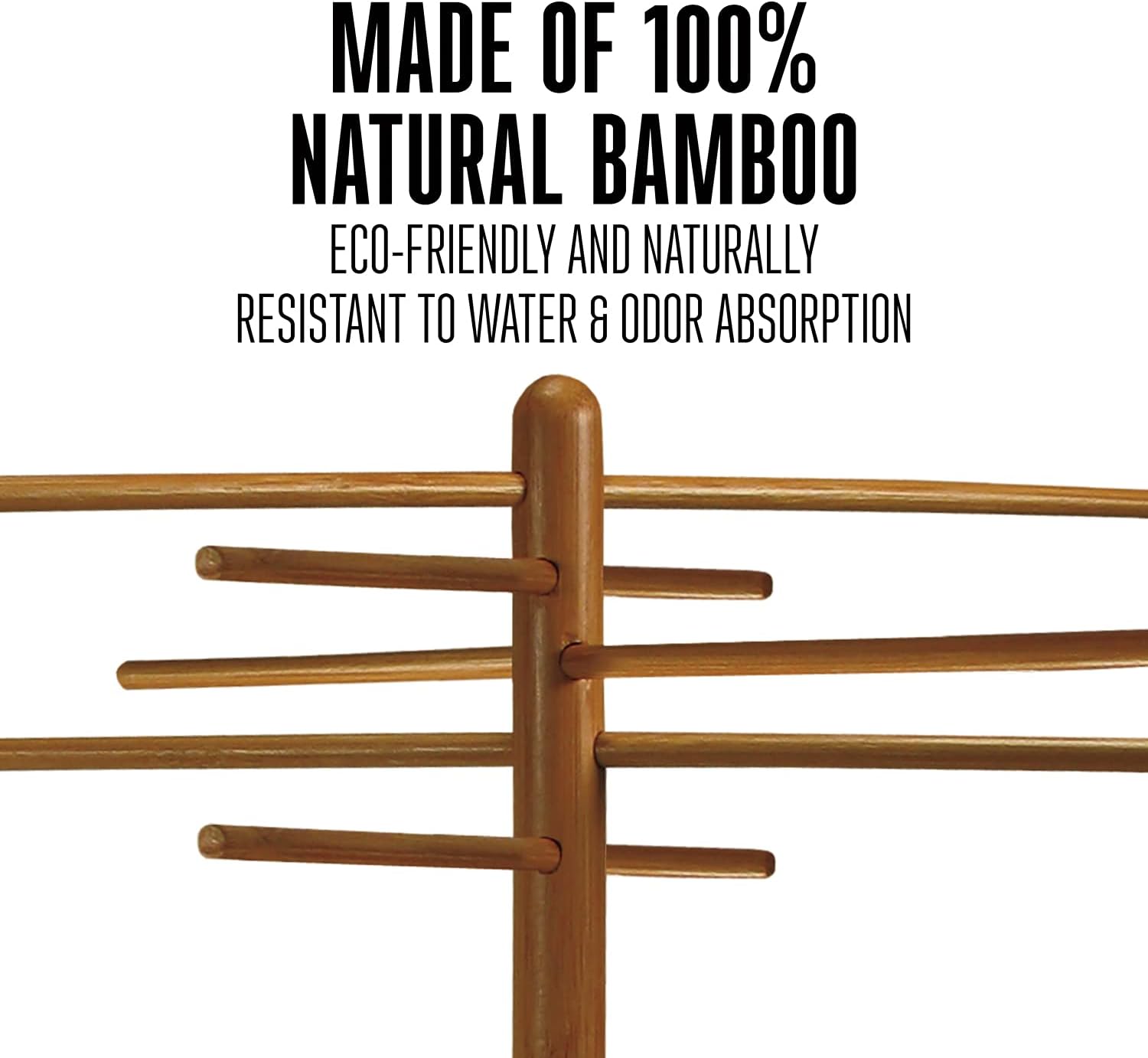 Weston Bamboo Pasta Drying Rack (53-0201), 10 Drying Arms, 16" Tall, 14" Wide, Stores Flat