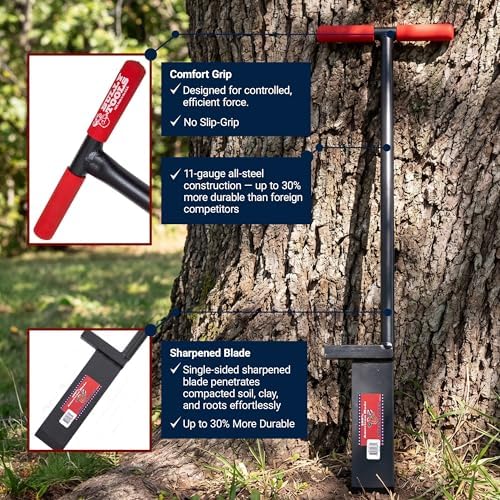 11-Gauge Dibble Bar Tree Planting Tool, Rubber Grip T-Handle | Heavy Duty All-Steel Digging Bar for Seedlings, Saplings and Young Trees