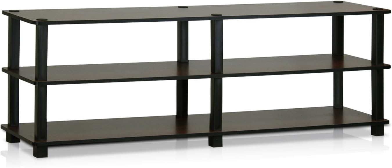 Furinno Turn-S-Tube No Tools 3-Tier Entertainment TV Stands, Dark Cherry and Black