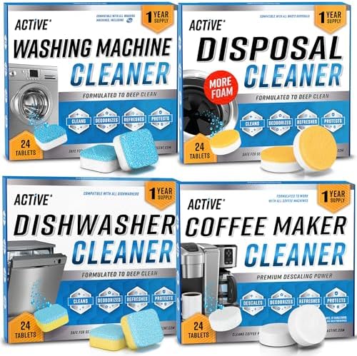 Washing Machine Cleaner Descaler 24 Pack - Deep Cleaning Tablets For HE Front Loader & Top Load Washer, Septic Safe Eco-Friendly Deodorizer