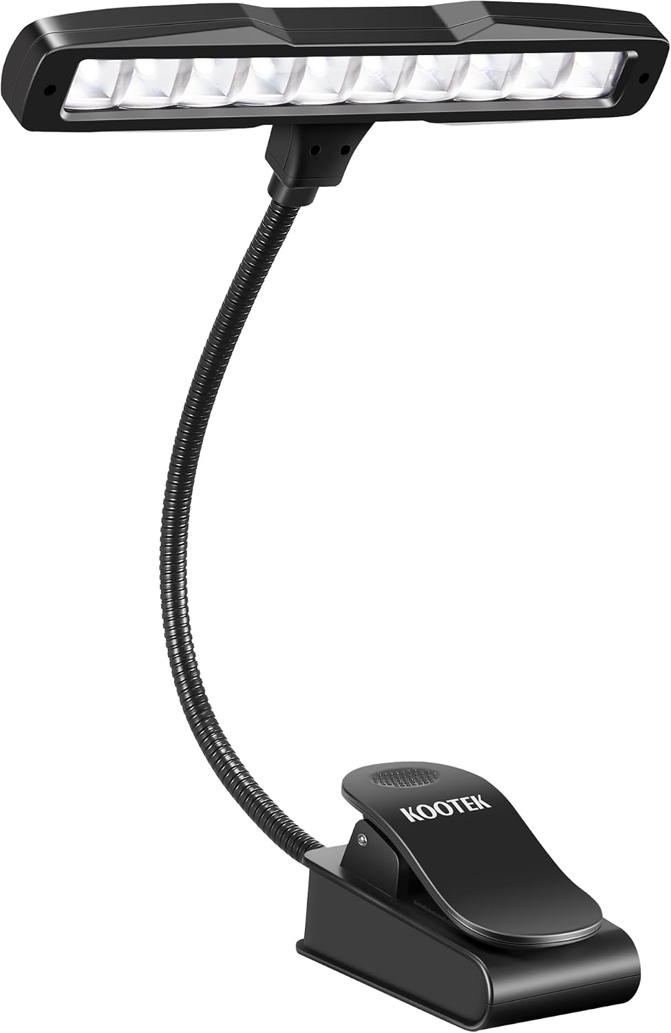 Kootek Music Stand Light Clip-on Piano Lamp Rechargeable Book Light, 10 LED | Adjustable Brightness, 360° Flexible Neck, Clip-on&freestanding