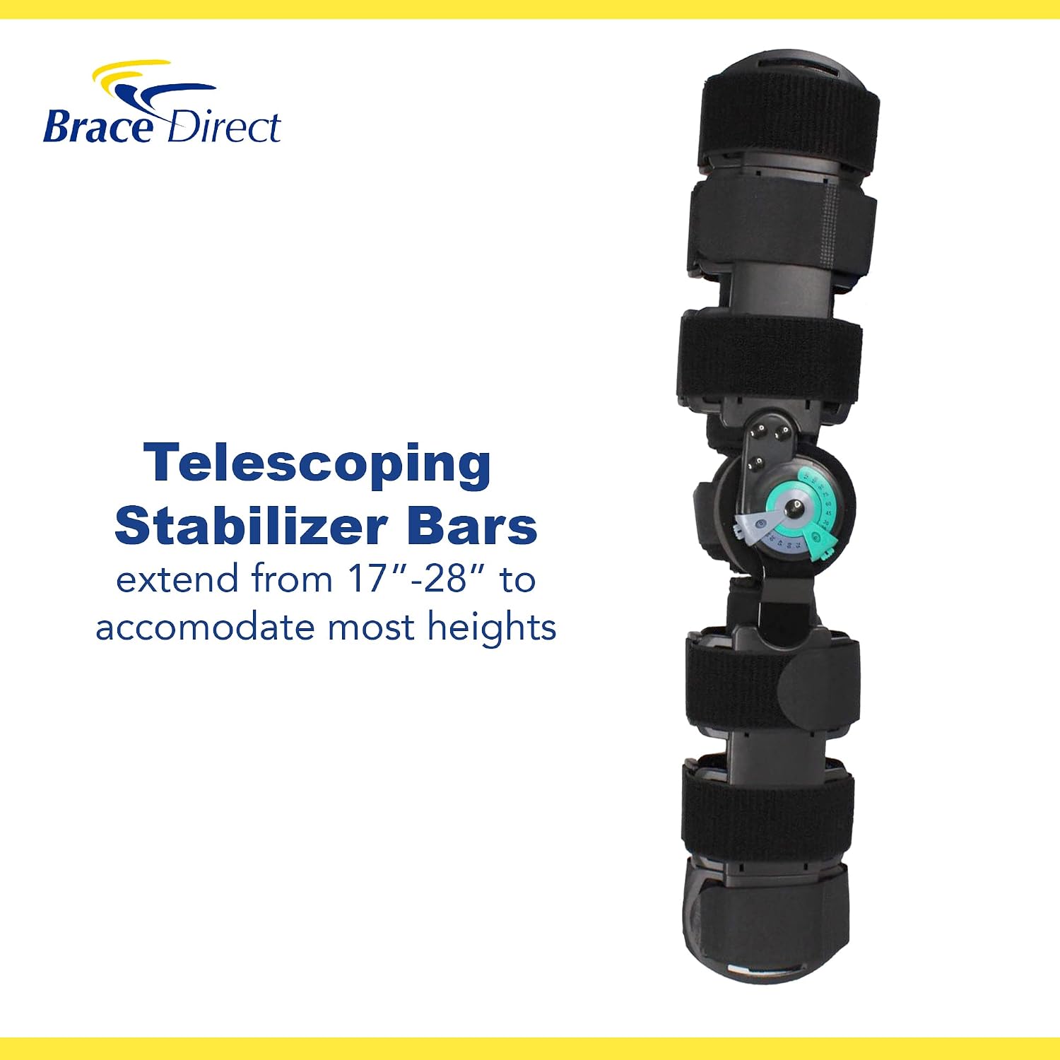 Brace Direct Post Op ROM Telescoping Hinged Knee Brace, ACL & MCL Recovery | Hinged full-leg brace & immobilizer that aids PCL