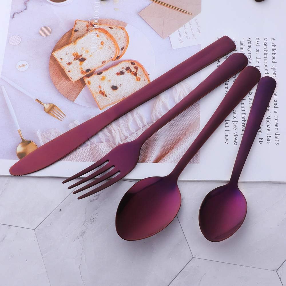 BuyGo Rainbow Silverware Set Flatware Set Stainless Steel Colorful Dinnerware Set 16-Piece Multicolor Cutlery Set, Service for 4