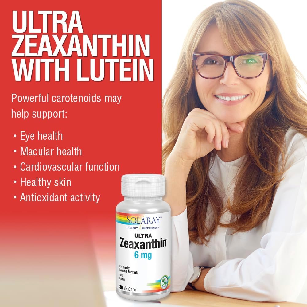SOLARAY Ultra Zeaxanthin 6 mg, 30 Capsules | Eye & Macular Health Support, Zeaxanthin, Lutein, Bilberry & Blueberry, 30 Servings, Lab Verified