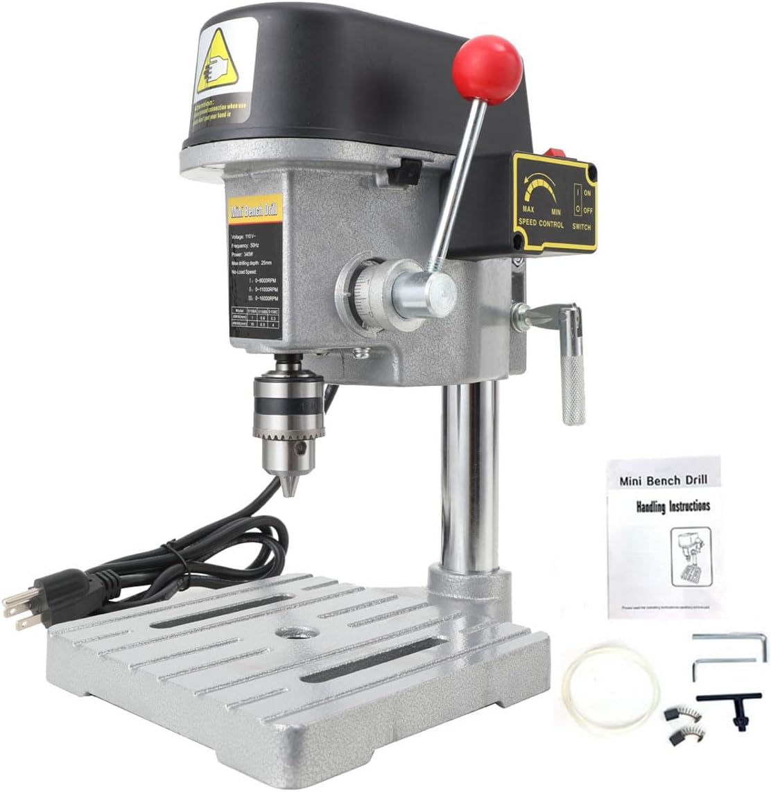3-Speed Benchtop Drill Press, Electric Bench Wood Drilling Machine for DIY Creation