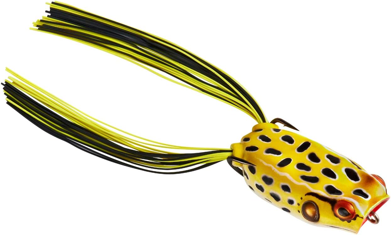 BOOYAH Poppin' Pad Crasher Topwater Bass Fishing Hollow Body Frog Lure with Weedless Hooks