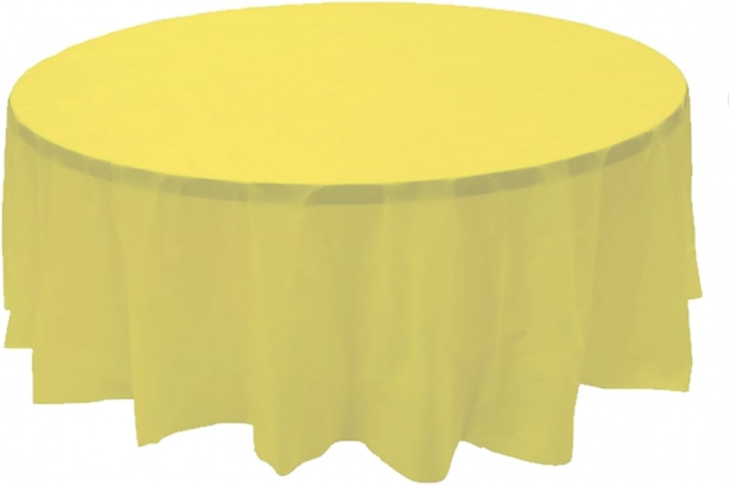 2 Plastic Round Tablecloths 84" Diameter Table Cover - Yellow