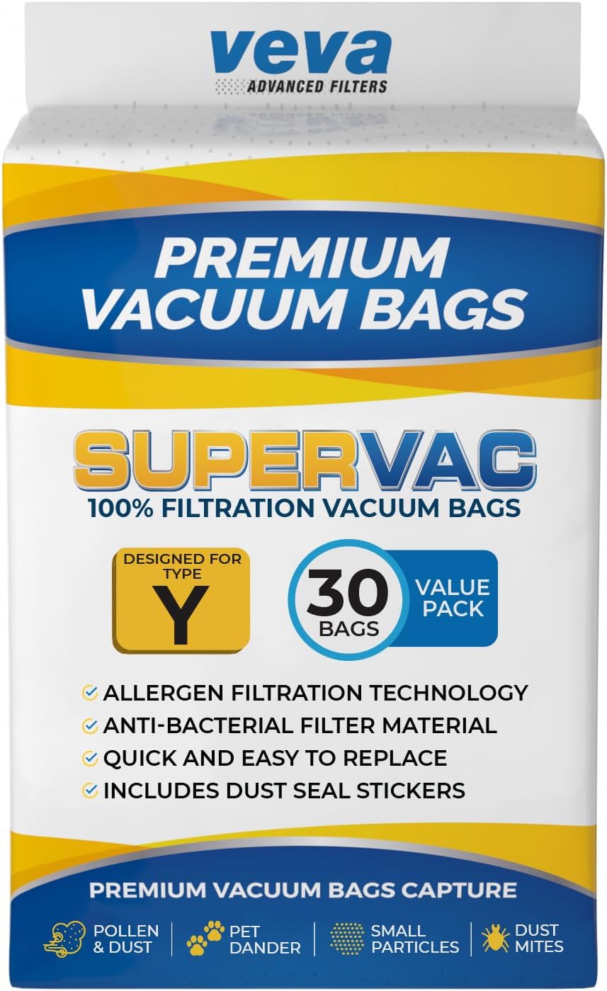 30 Pack Type Y Vacuum Bags for Hoover WindTunnel Upright Vacuum Cleaners, Style Y, Z, Premium Vacuum Bags Model 4010100Y