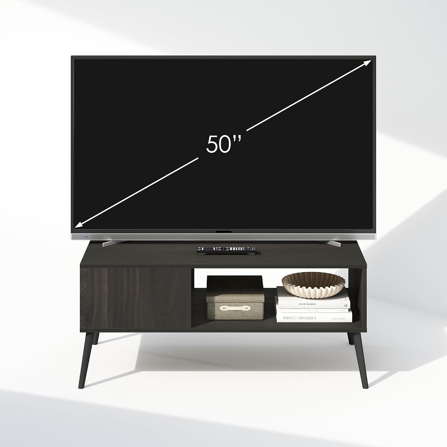 Furinno Fowler Multipurpose TV Stand Bookshelves, French Oak Grey