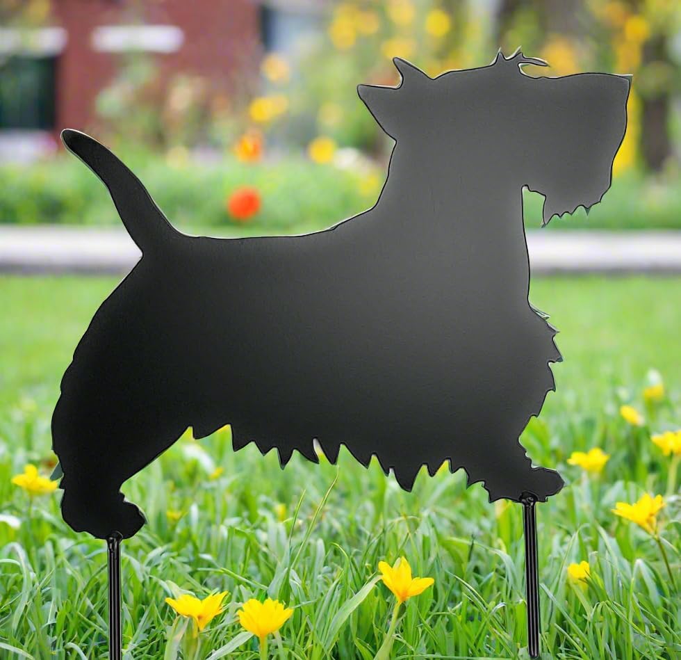 Scottish terrier scotty dog metal art yard stake powder coated black