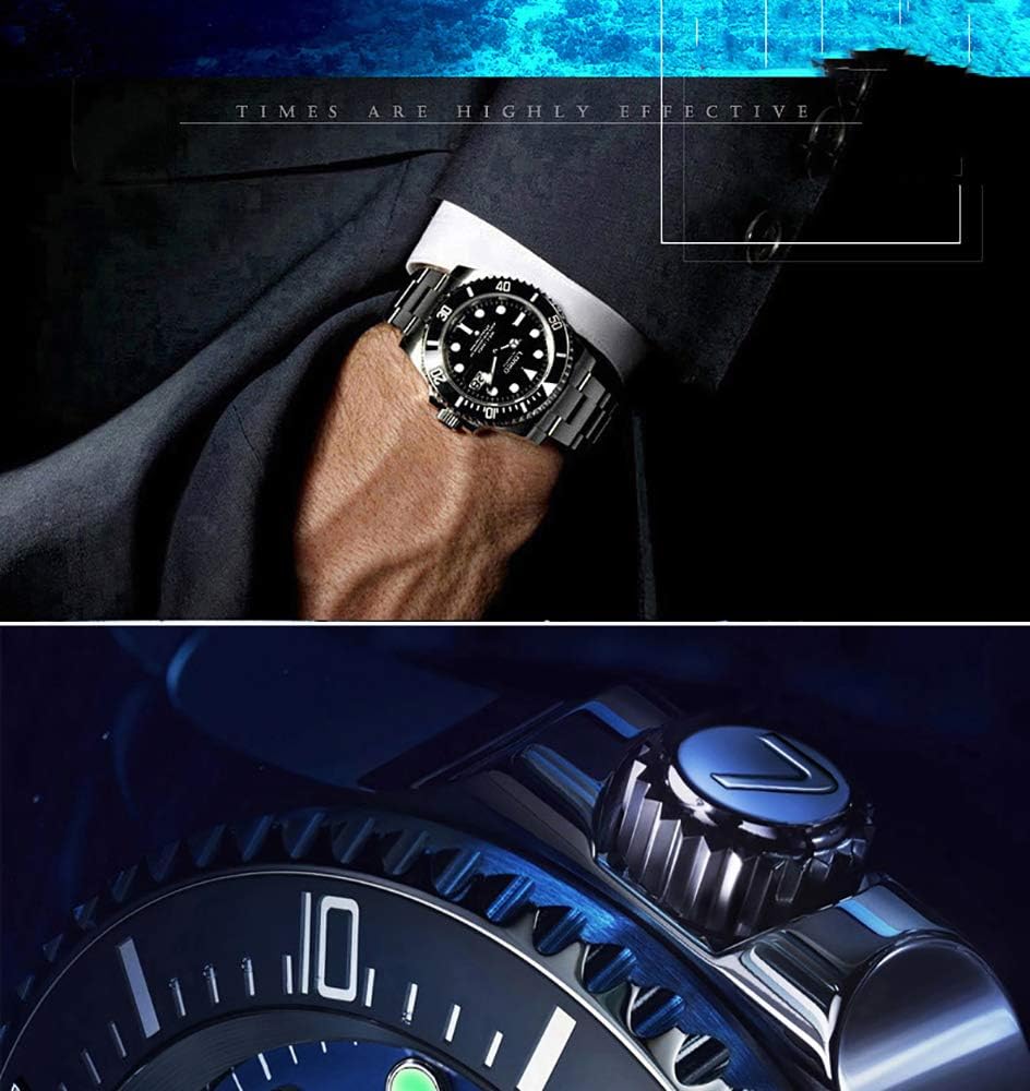 LOREO Men's Automatic Watch Sapphire Crystals 200M Waterproof | Rotating Bezel Luminous Markers and Hands Date 316L Stainless Steel Case and Bracelet Waterproof Watch