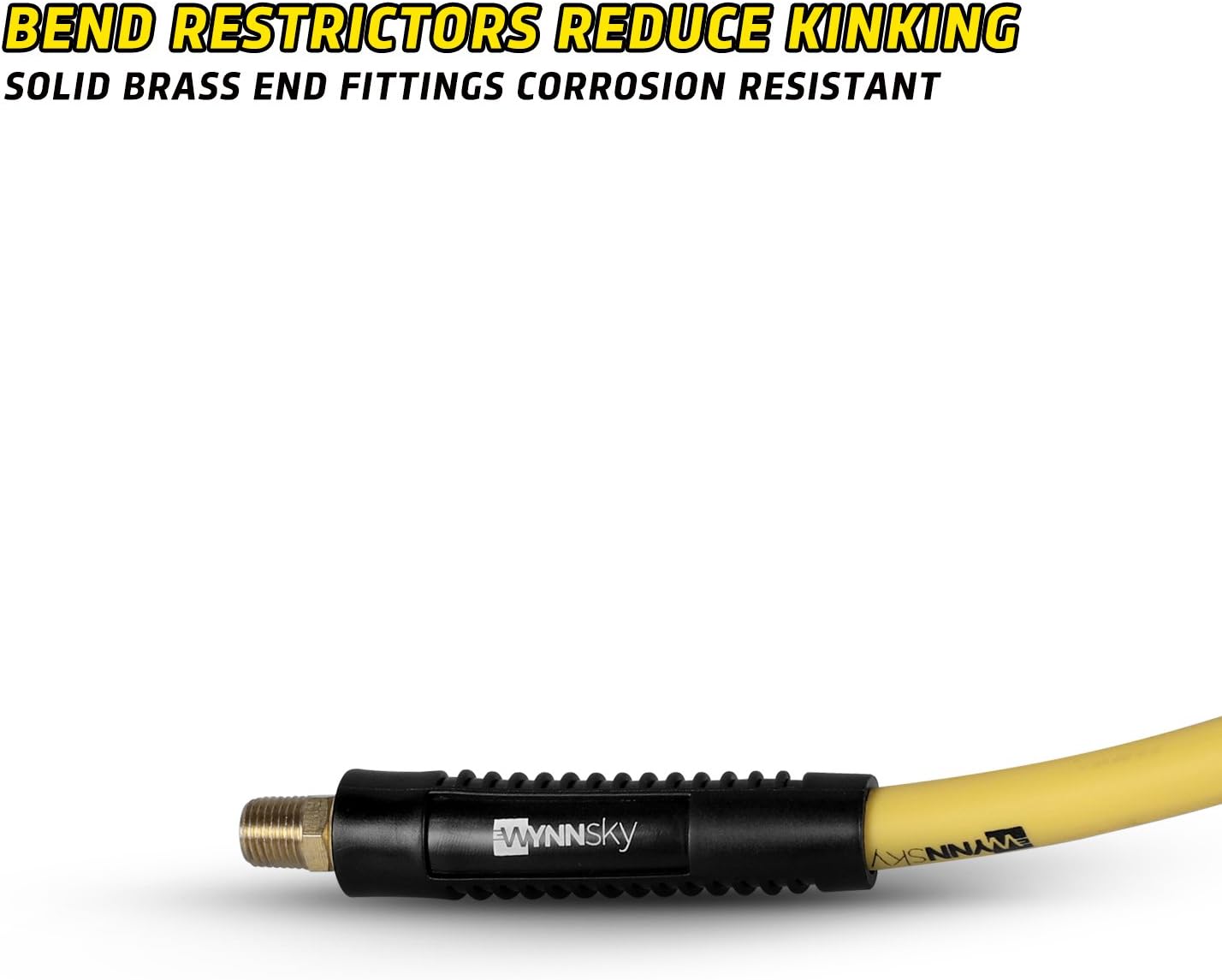 3/8" Hybrid Air Hose 50ft 1/4" MNPT Air Compressor Hose Heavy Duty Lightweight Hybrid and Bend Restrictor Fittings