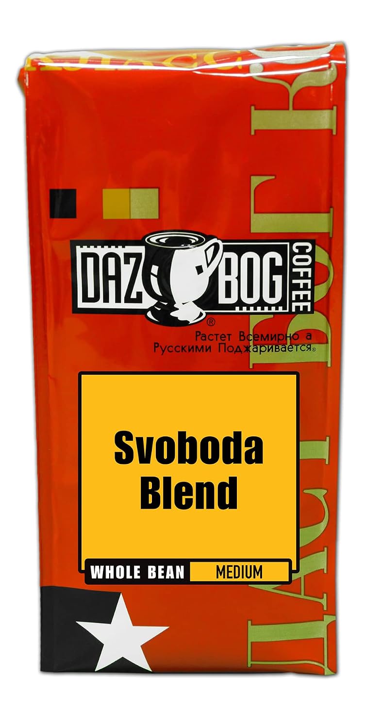 Dazbog Coffee | French Roast | Whole Bean Coffee | Pack of 6 | 11 oz. | Creamy & Smoky Finish | Dark Roast Blend | Rich, Smooth, Full Bodied | Vacuum Sealed Freshness