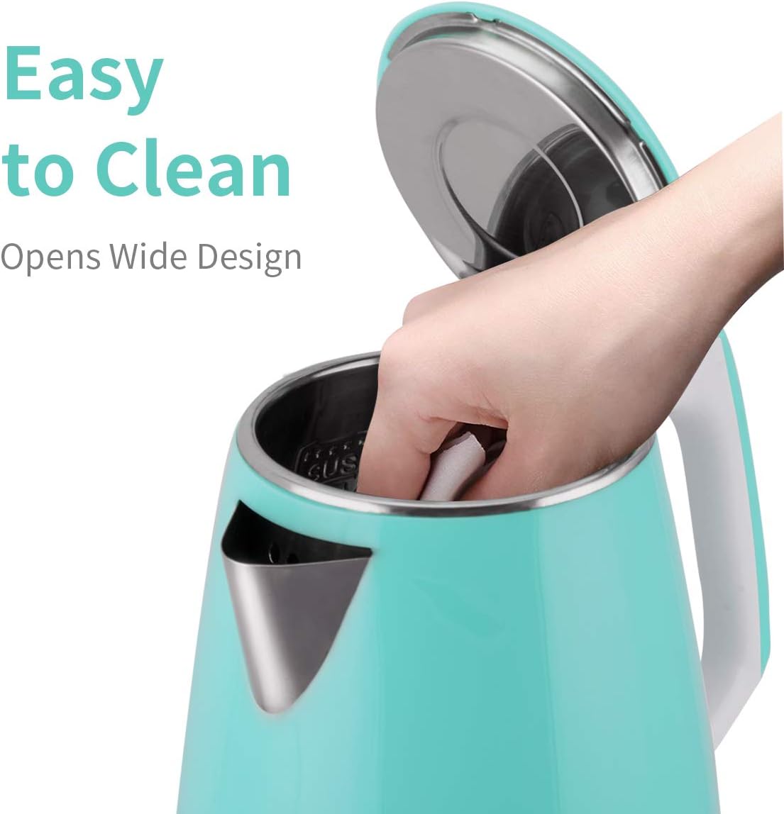 Electric Kettle(BPA Free), Double Wall Water Boiler Heater, Stainless Steel Interior, Cool Touch Coffee Pot & Tea Kettle