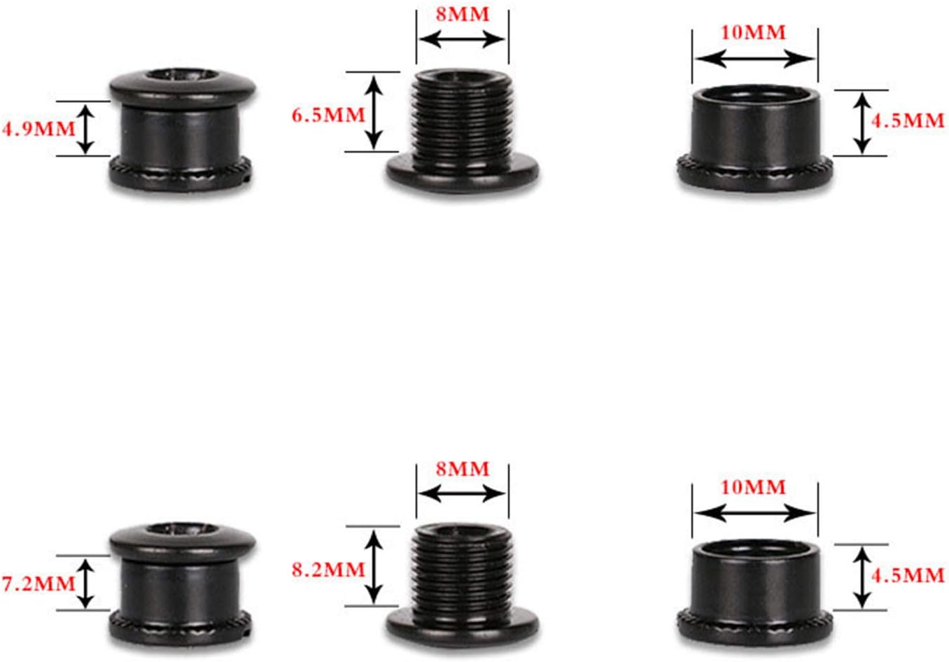 Ruiling 5pcs MTB Chainring Screw Mountain Road Bike Refitting Crankset Parts 4.9mm Fixing Bolts for Single Chainwheel Black