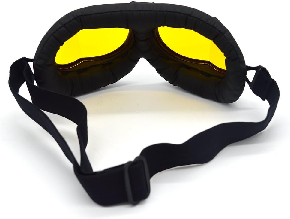 Motorcycle Goggles Anti Fog&Wind&Dust&Sand Aviator Pilot Motocross | Dirt Bike Atv Riding Goggles with Yellow Lens,Fit Over Glasses or Helmet