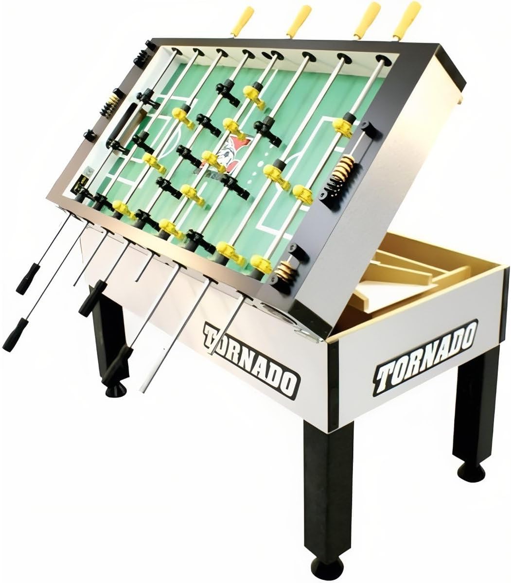 Tornado Platinum Tour Edition T-3000 Tournament Foosball Table Soccer Game - 3 Goalie - Silver - Coin Operated